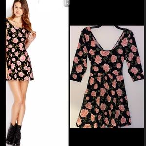 Floral skater dress floral dress pink floral dress cutout dress black pink dress